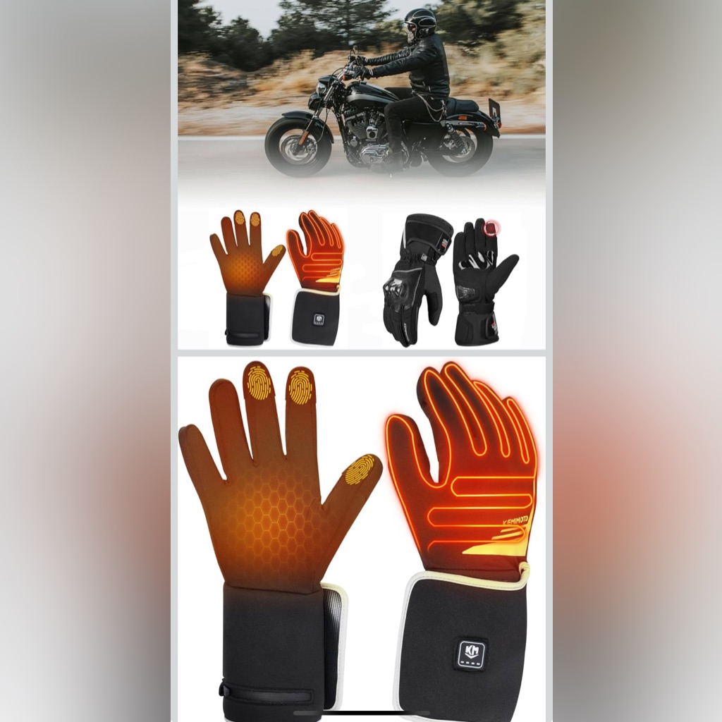 Kemimoto Heated Motorcycle Gloves New